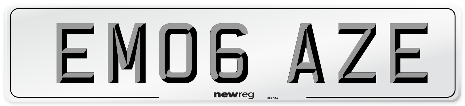 EM06 AZE Number Plate from New Reg